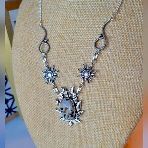 Sterling Silver and Natural Dalmatian Jasper Handmade Necklace